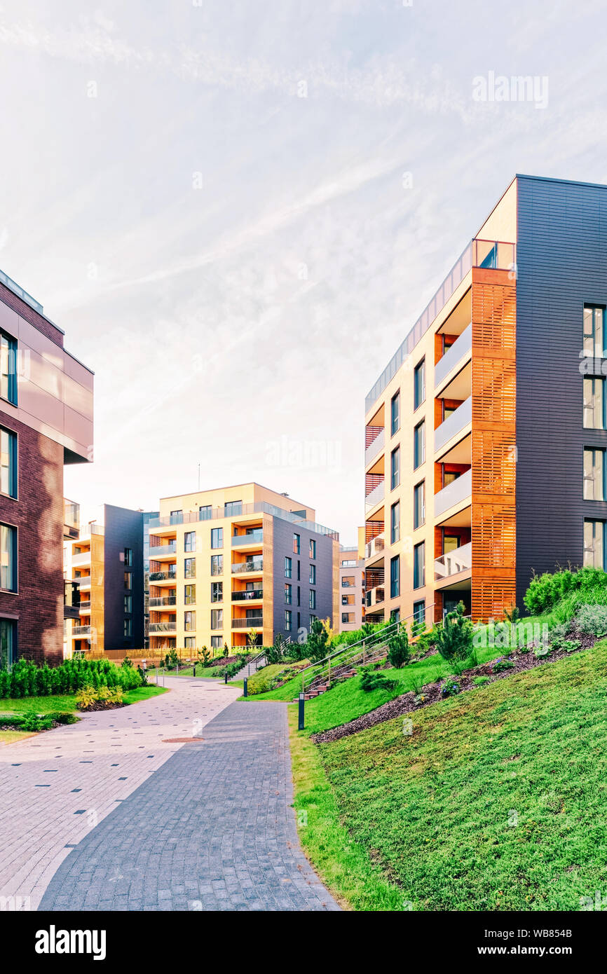 Modern european residential buildings quarter. And outdoor facilities Stock Photo Alamy