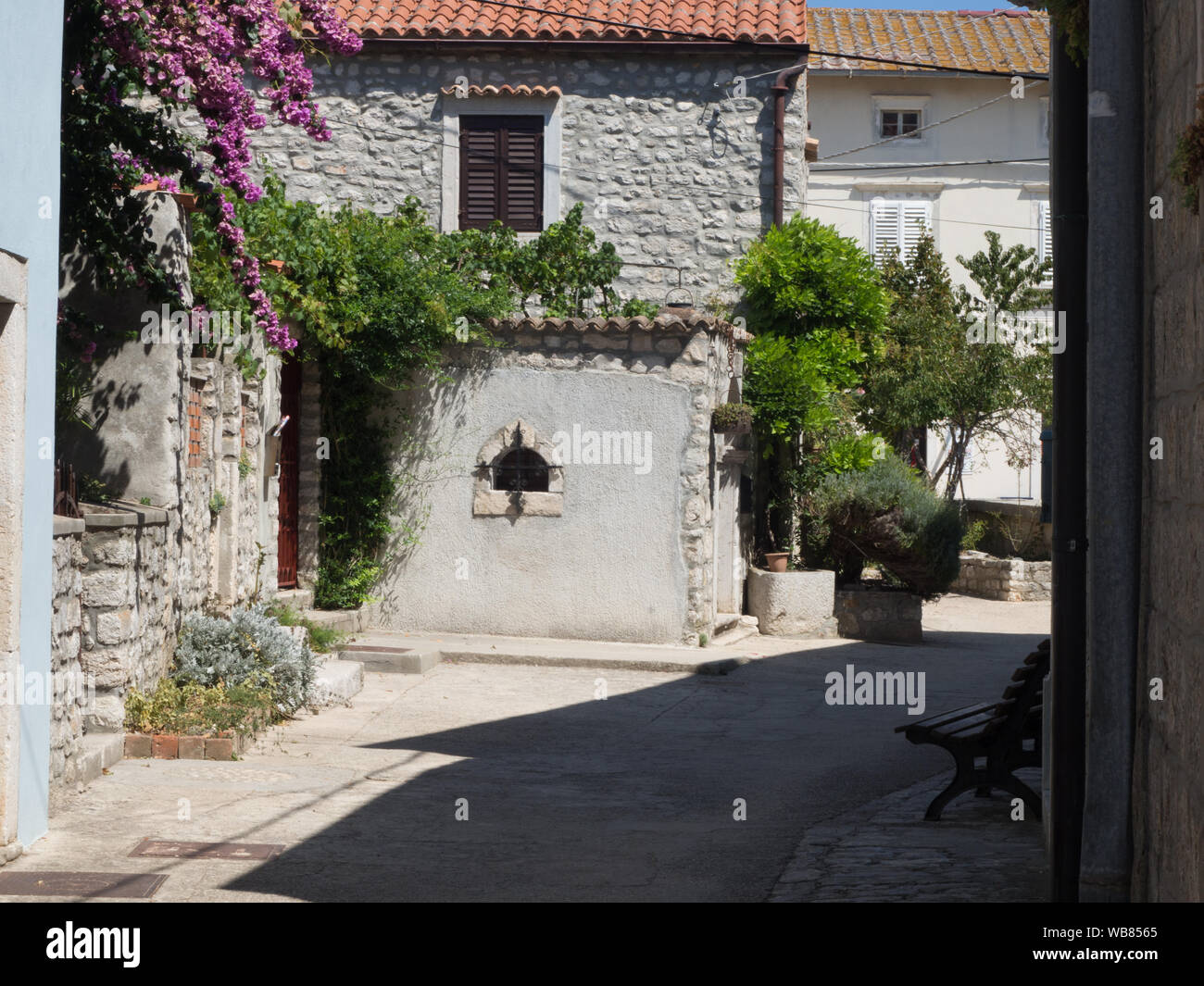 Alley of osor on the island Cres in Croatia Stock Photo