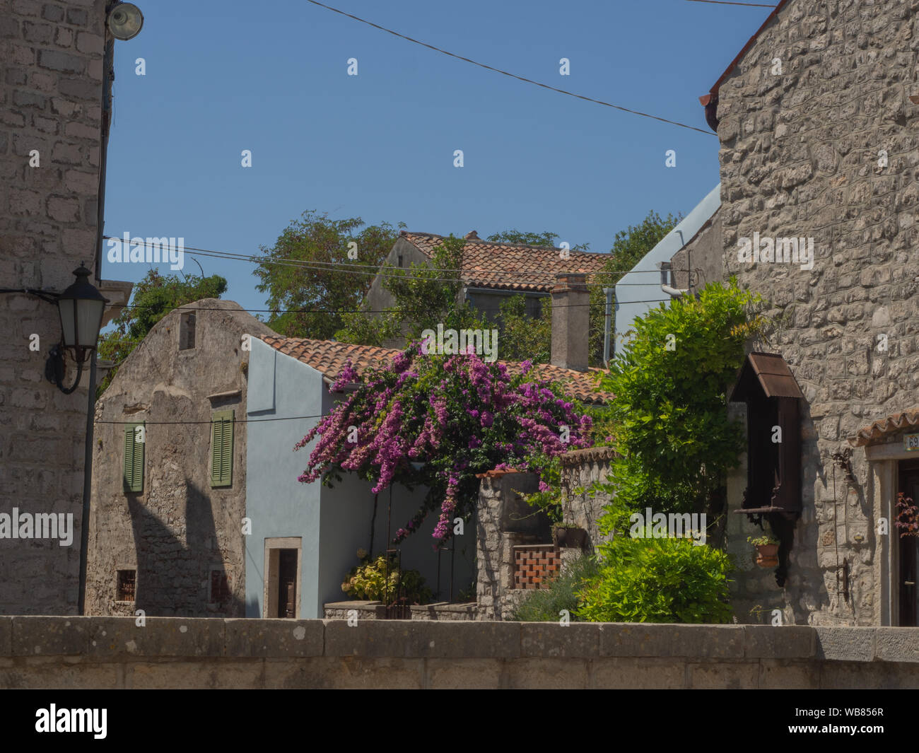 Alley of osor on the island Cres in Croatia Stock Photo