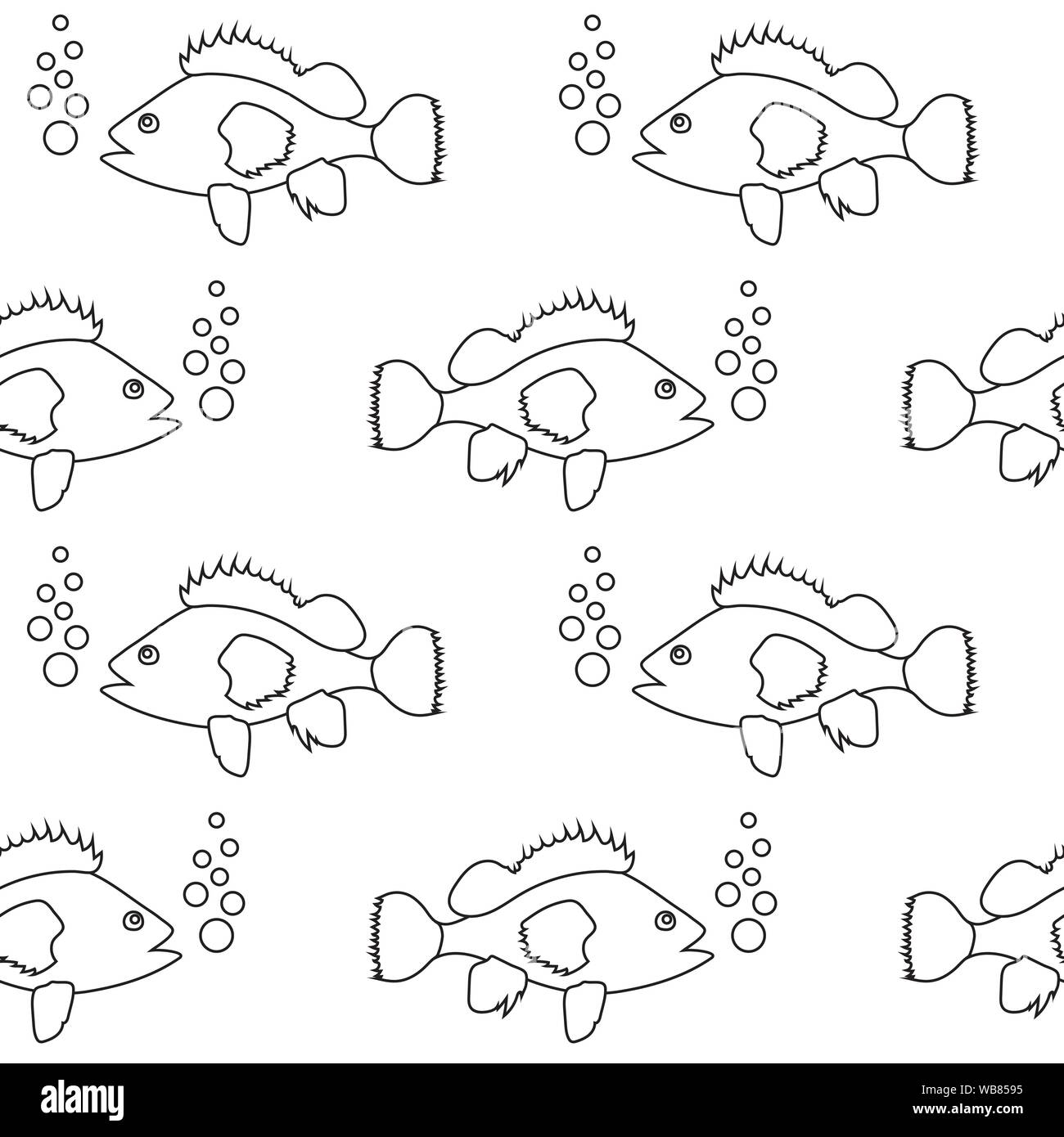Seamless pattern with fish swimming in the sea. Design for wallpaper, gift paper, pattern fills, web page background, greeting cards. EPS10. Stock Vector