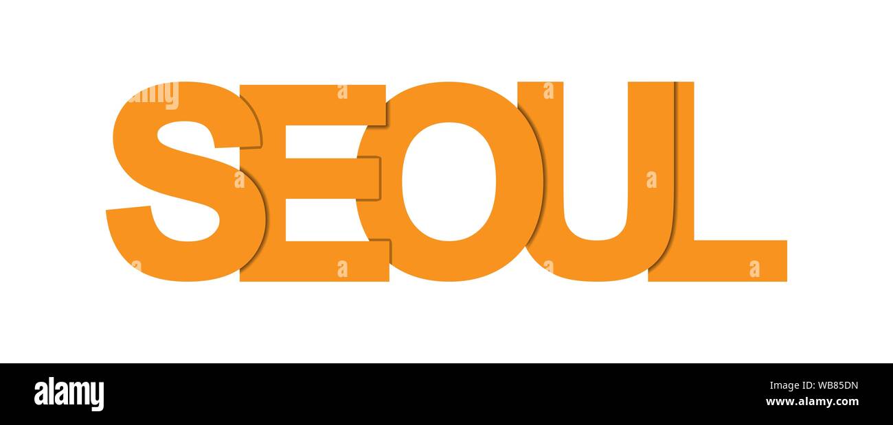 SEOUL. Banner with the name of the capital of South Korea , flat design