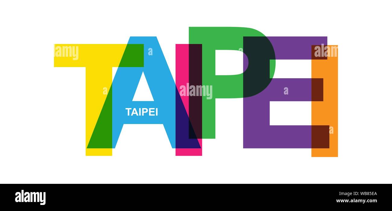 TAIPEI. Banner with the name of the capital of the Republic of China, flat design Stock Vector