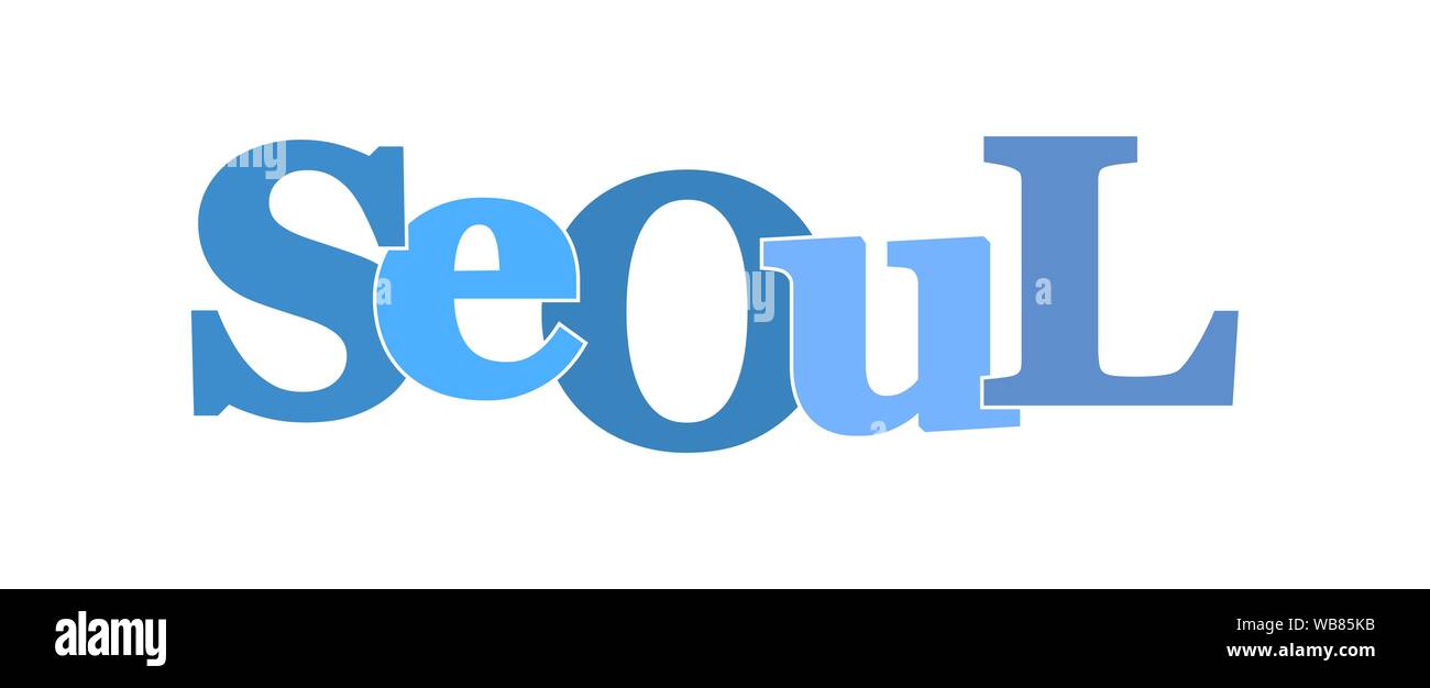 SEOUL. Banner with the name of the capital of South Korea , flat design