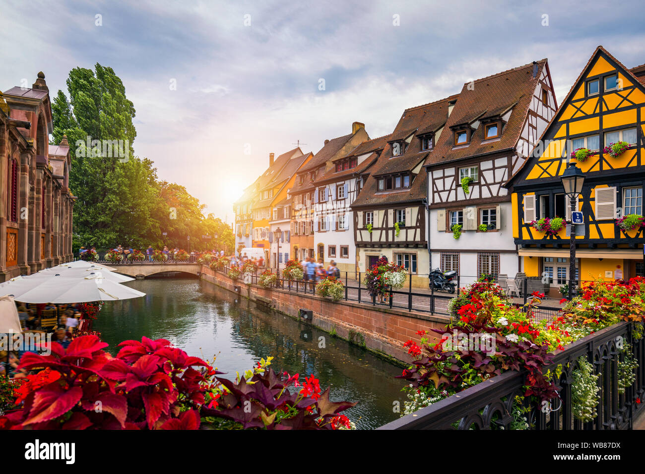 Colmar, Alsace, France. Petite Venice, water canal and traditional half