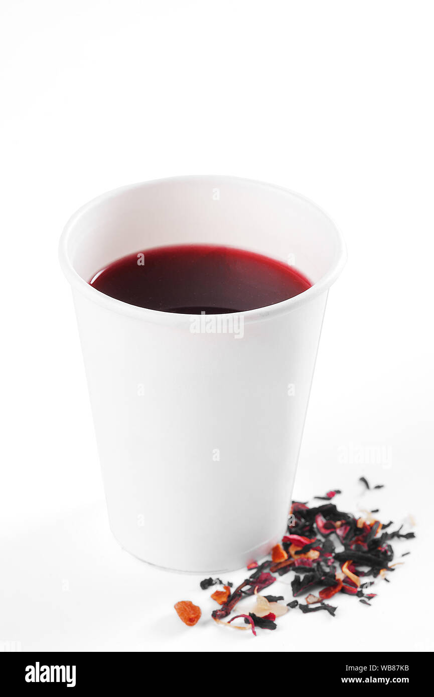 Herbal tea in a paper cup on a white background Stock Photo - Alamy