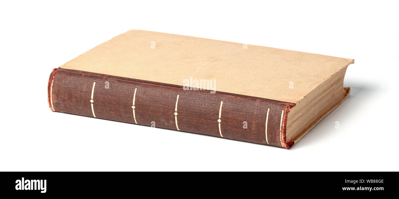 Old book isolated on white background Stock Photo - Alamy