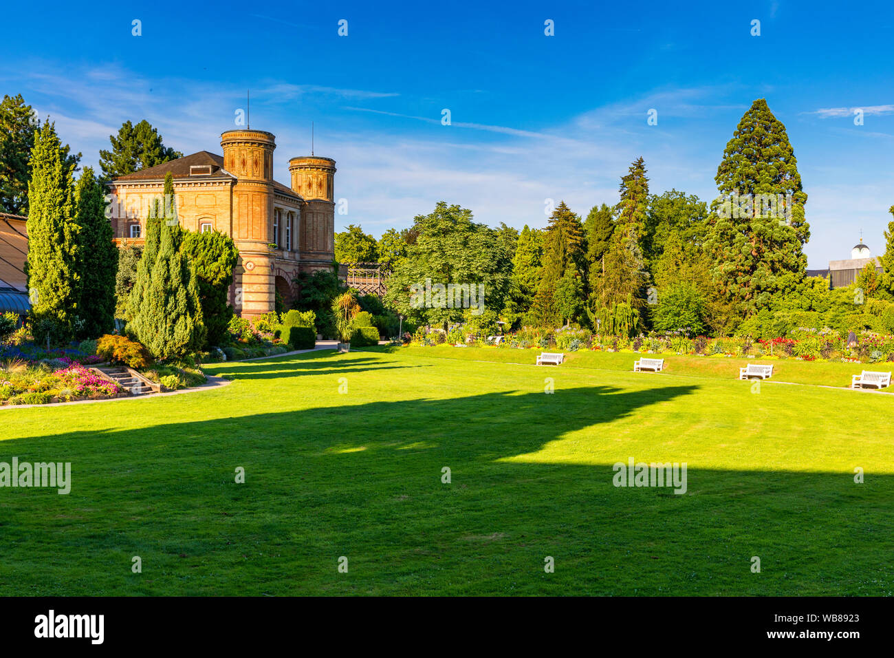 Karlsruhe Botanical Garden. Karlsruhe, Germany. Summer View of the botanical garden in Karlsruhe. Botanical gardens (Botanischer Garten Karlsruhe). Stock Photo