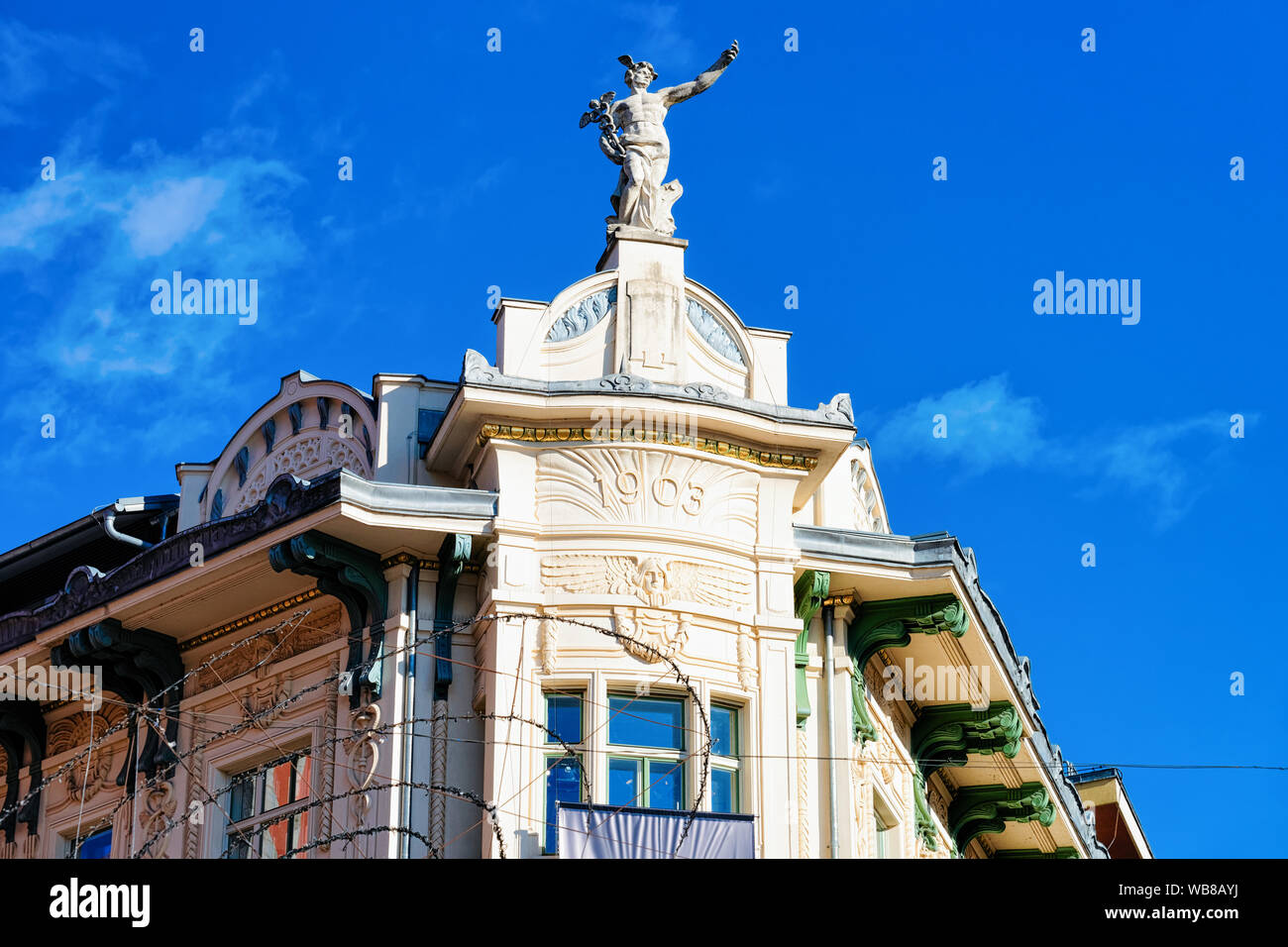 Old Building With Statue At Presernov Square In Ljubljana City In Slovenia Decor In House Architecture In Slovenian City View In Spring Landmark Ur Stock Photo Alamy
