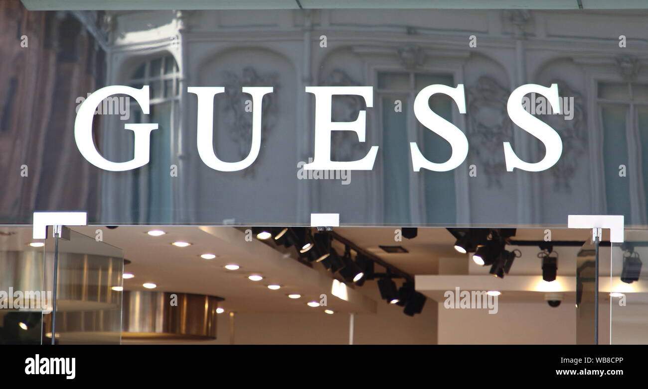 London, UK. 24th Aug, 2019. The Guess store in a prime posiition along ...