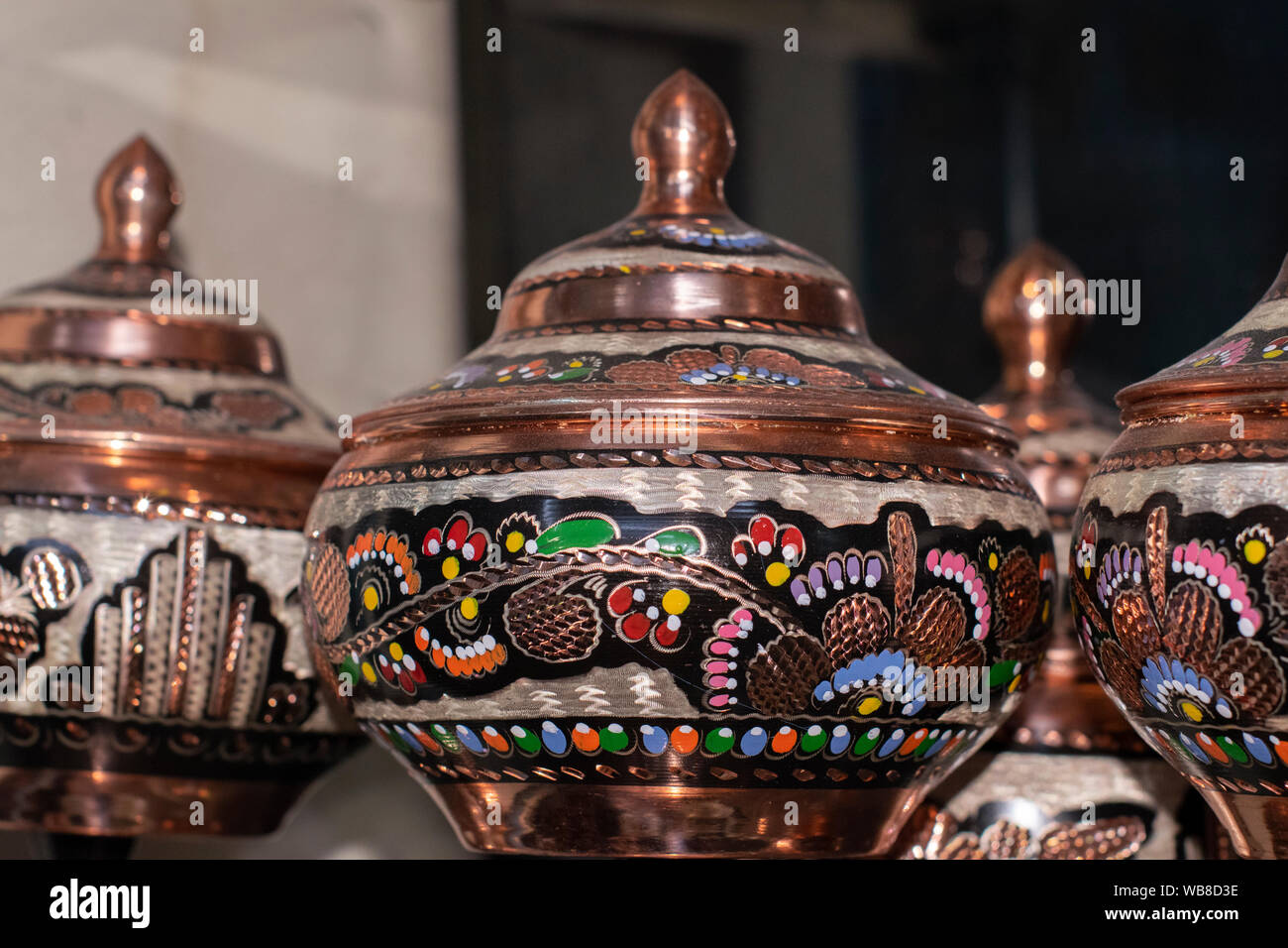 Coppersmith and hand made copper things Stock Photo Alamy