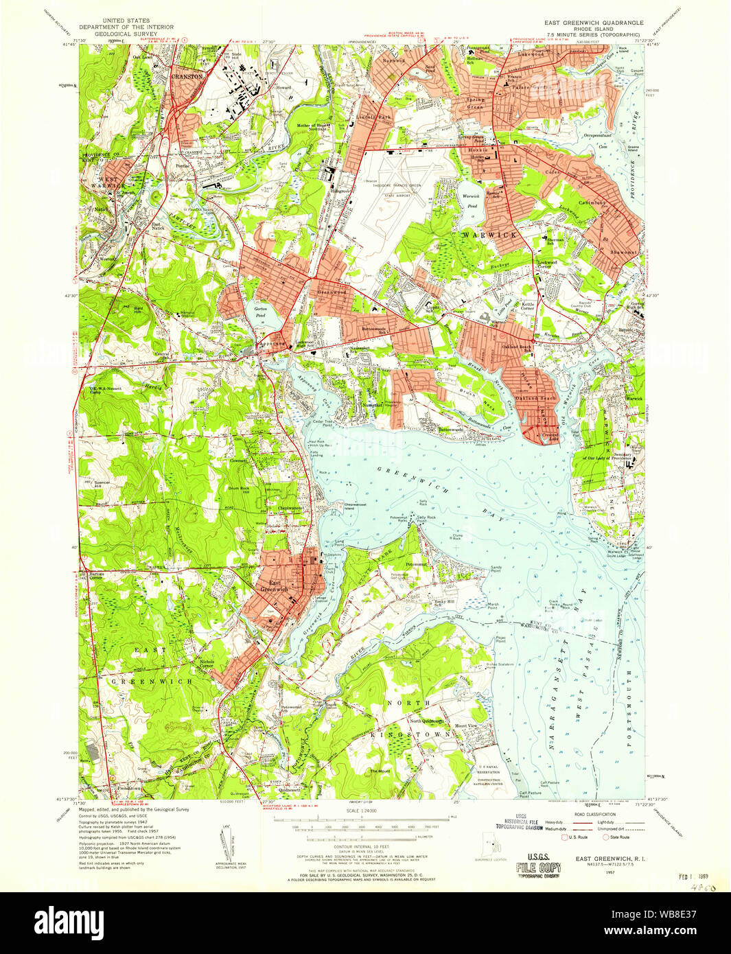 Map Of East Greenwich Ri Usgs Topo Map Rhode Island Ri East Greenwich 353280 1957 24000 Restoration  Stock Photo - Alamy