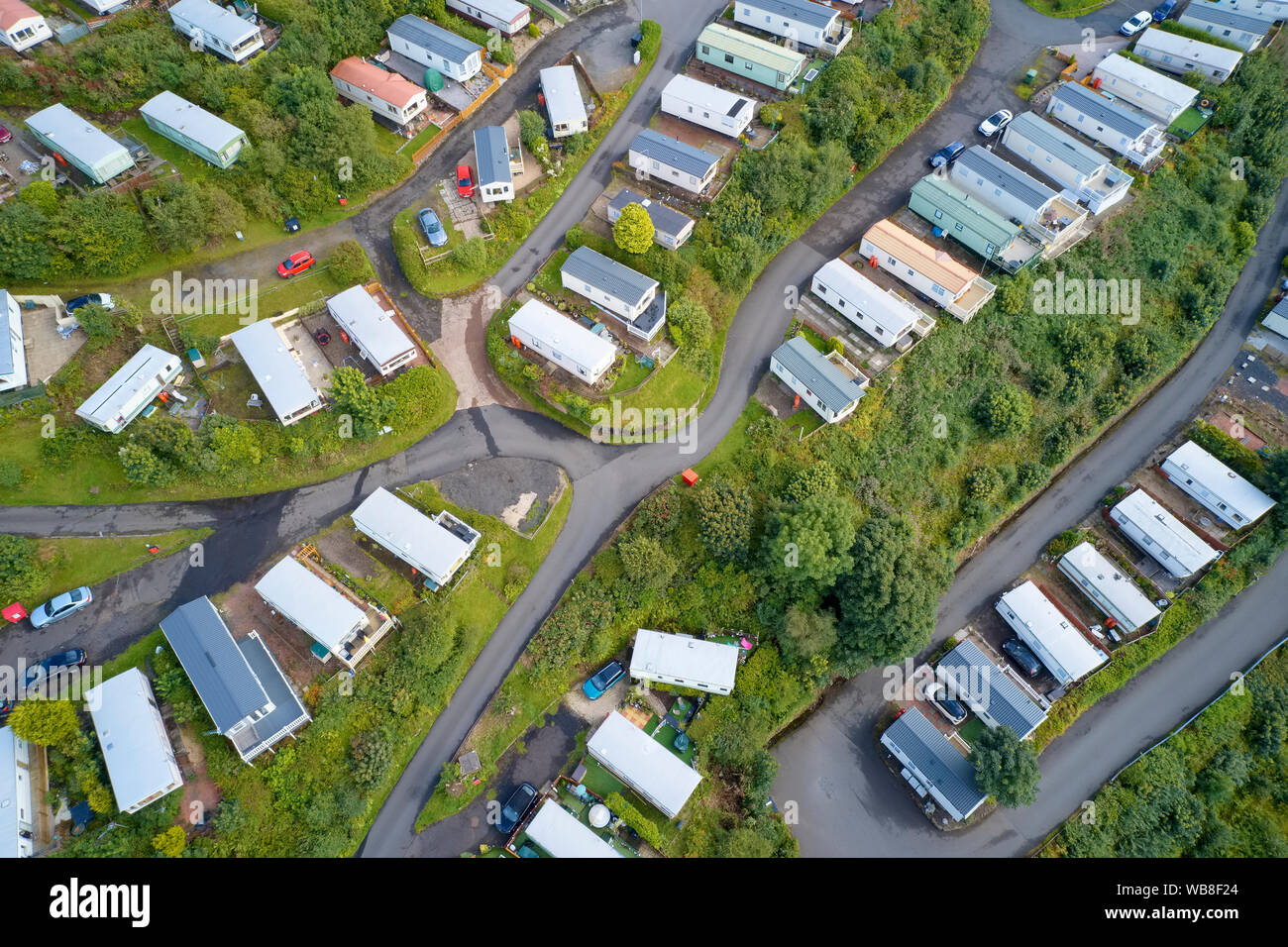 Caravan site park aerial view traveller holiday homes at Cloch site