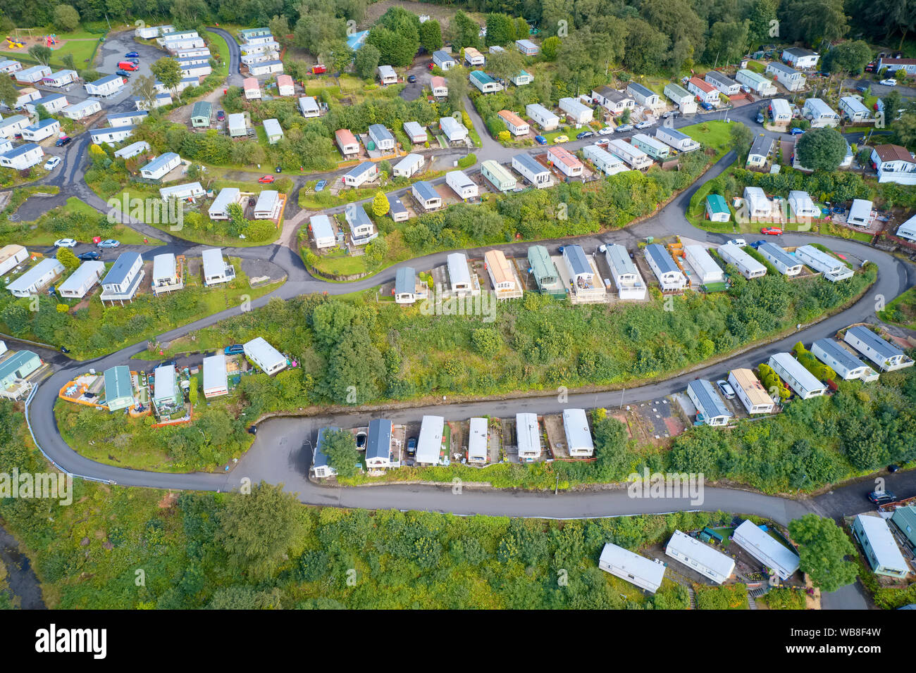 Caravan site park aerial view traveller holiday homes at Cloch site