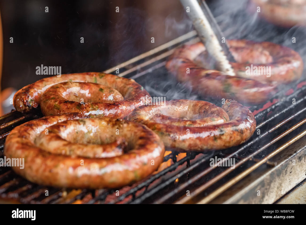 Grilled Northern Thai spicy sausages close-up Stock Photo