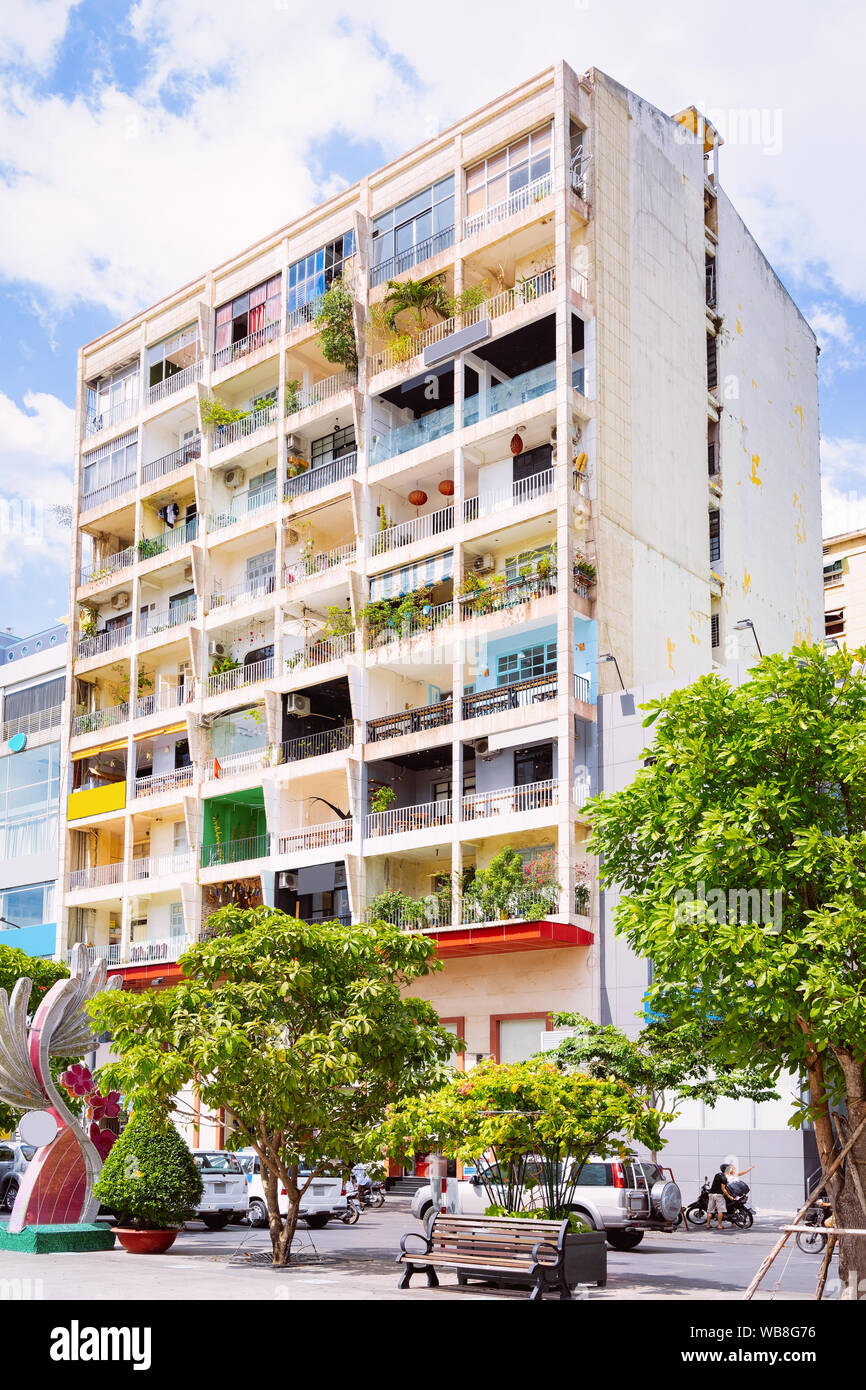 Residential apartment building architecture on Ho Chi Minh City Hall