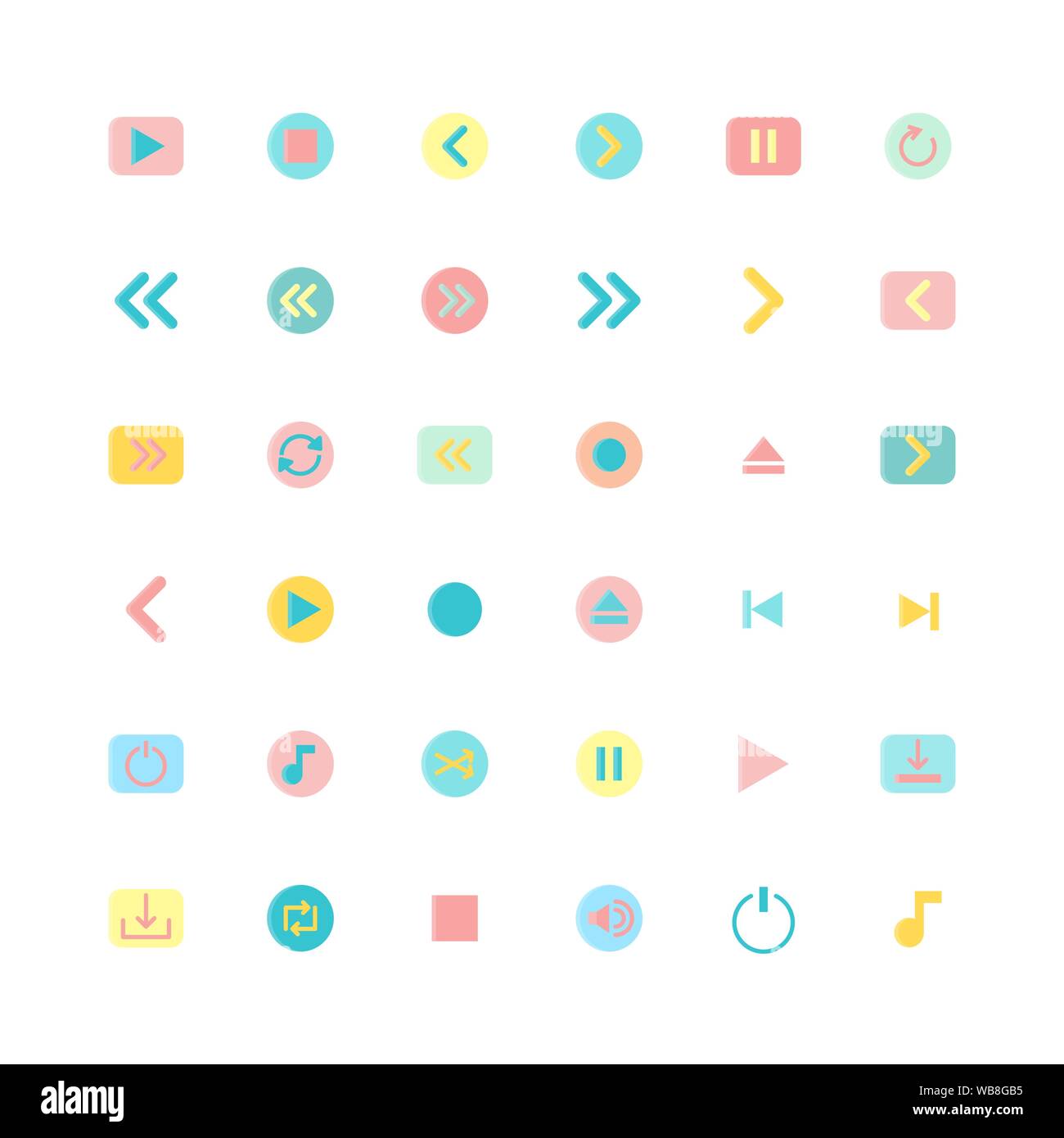 Media flat icon set. Vector and Illustration. Stock Vector