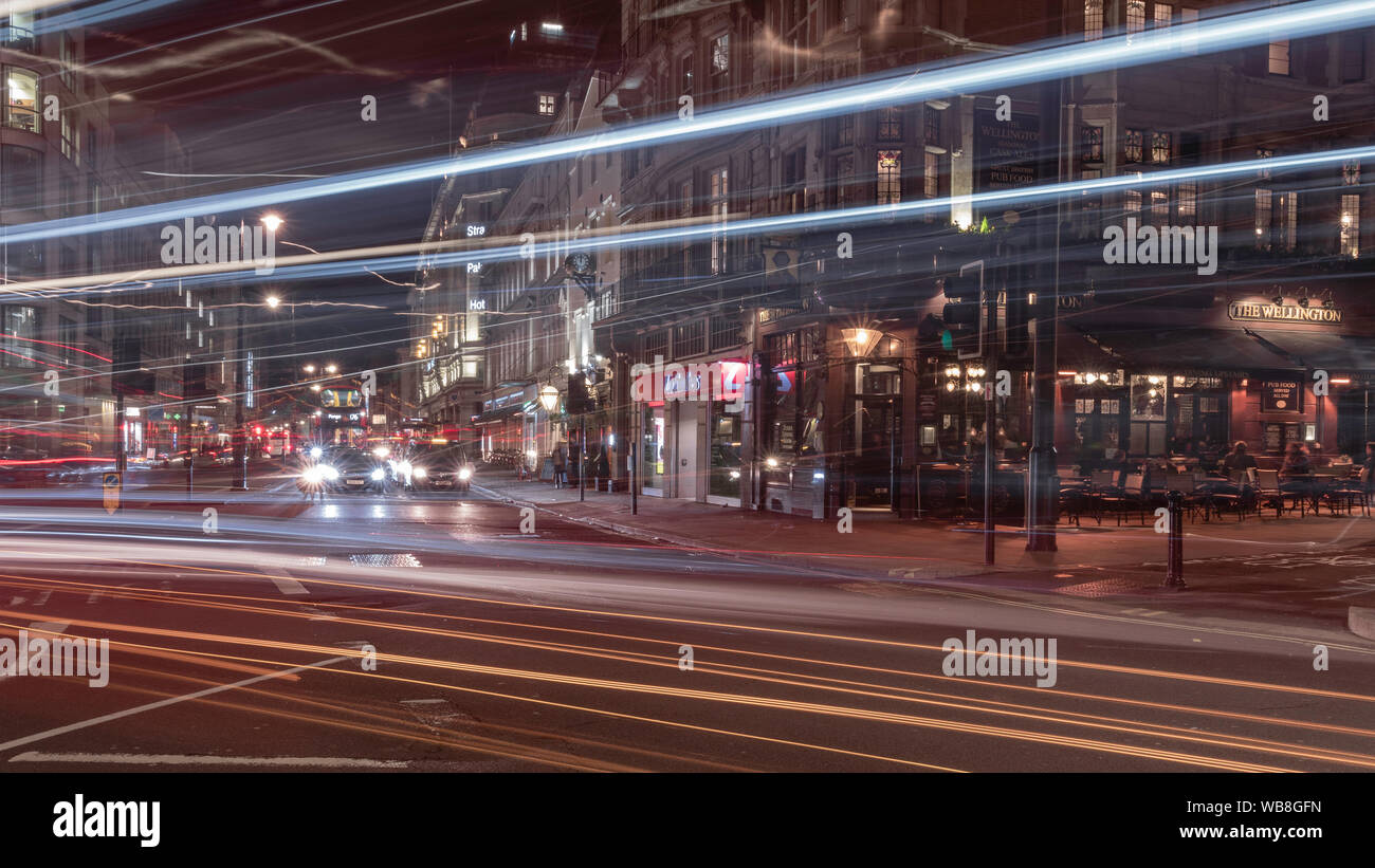 Night city. London trails. Stock Photo