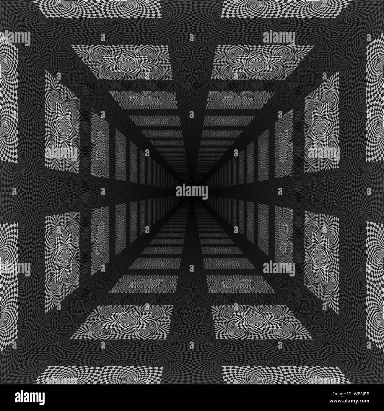 Abstract black and white checkered background with perspective effect ...