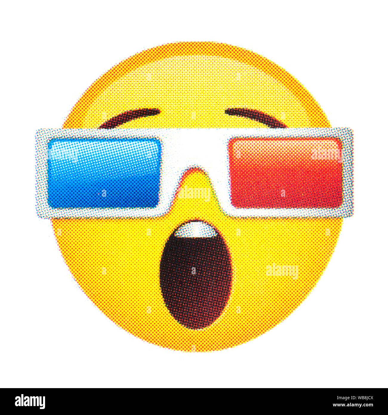 Astonished face with sunglasses emoticon Stock Photo