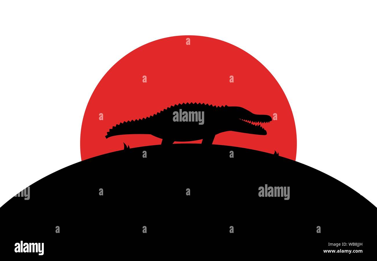 Crocodile icon, african animal, silhouette art image, vector illustration isolated on white background Stock Vector