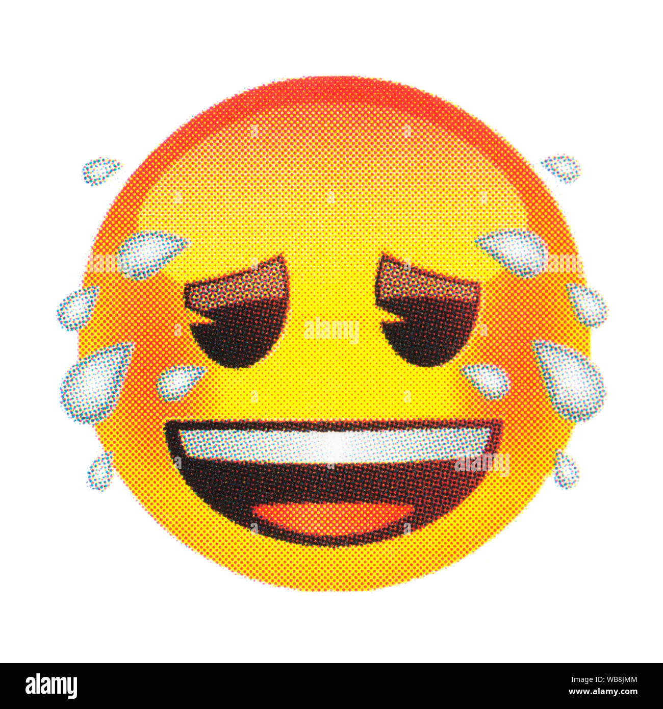Anxious face with sweat emoticon Stock Photo