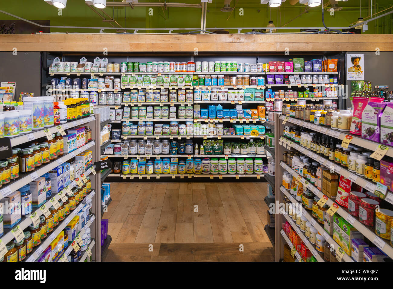Vitamin Aisle American Grocery Store Stock Photo