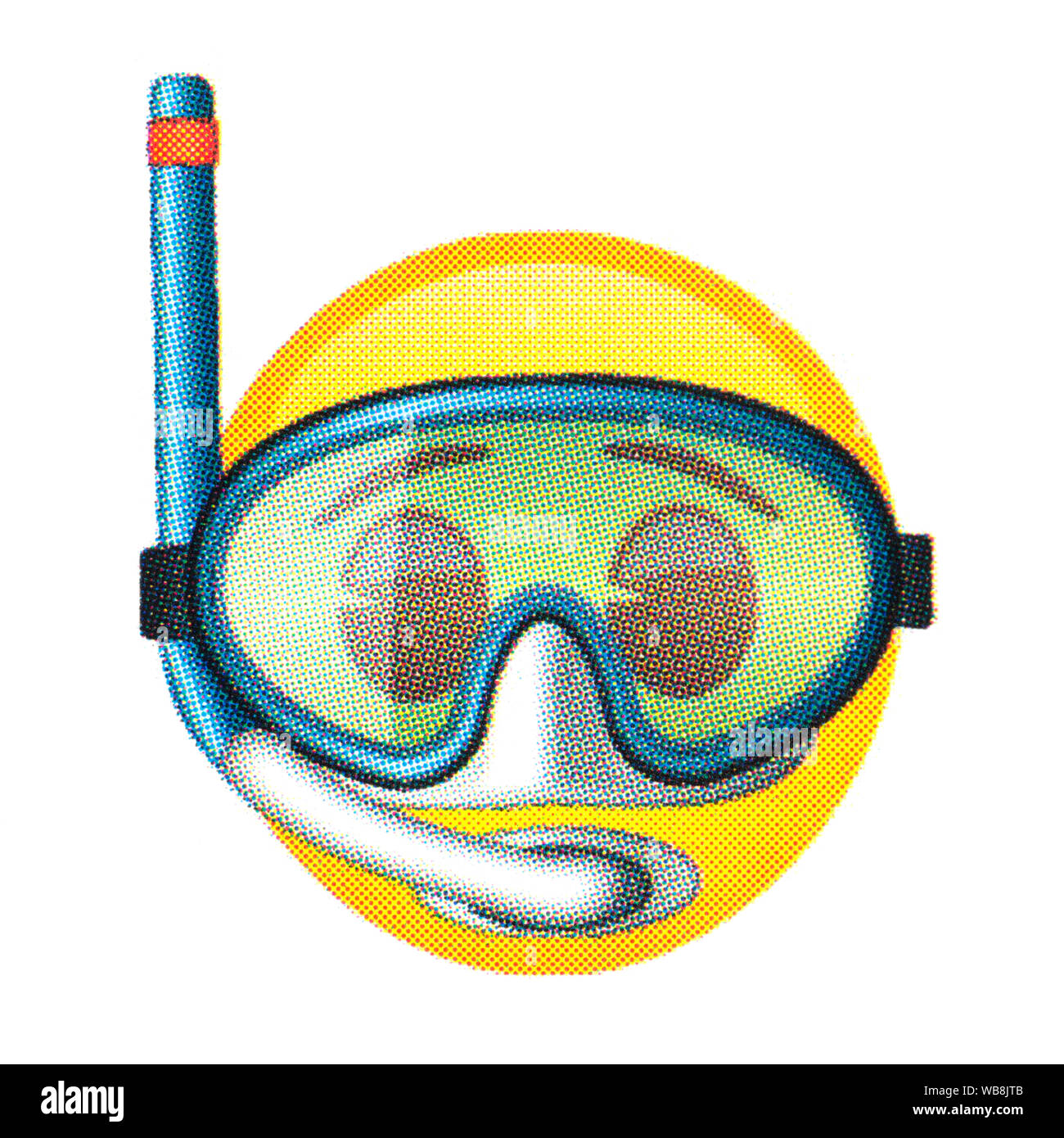 Face wearing a snorkelling mask emoticon Stock Photo