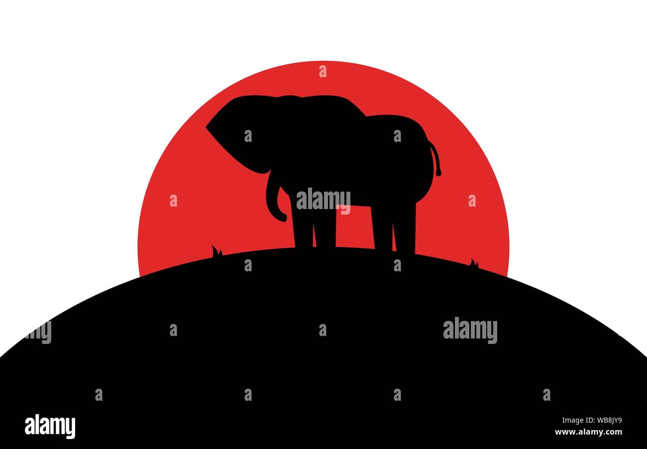 Elephant icon, african animal, silhouette art image, vector illustration isolated on white background Stock Vector