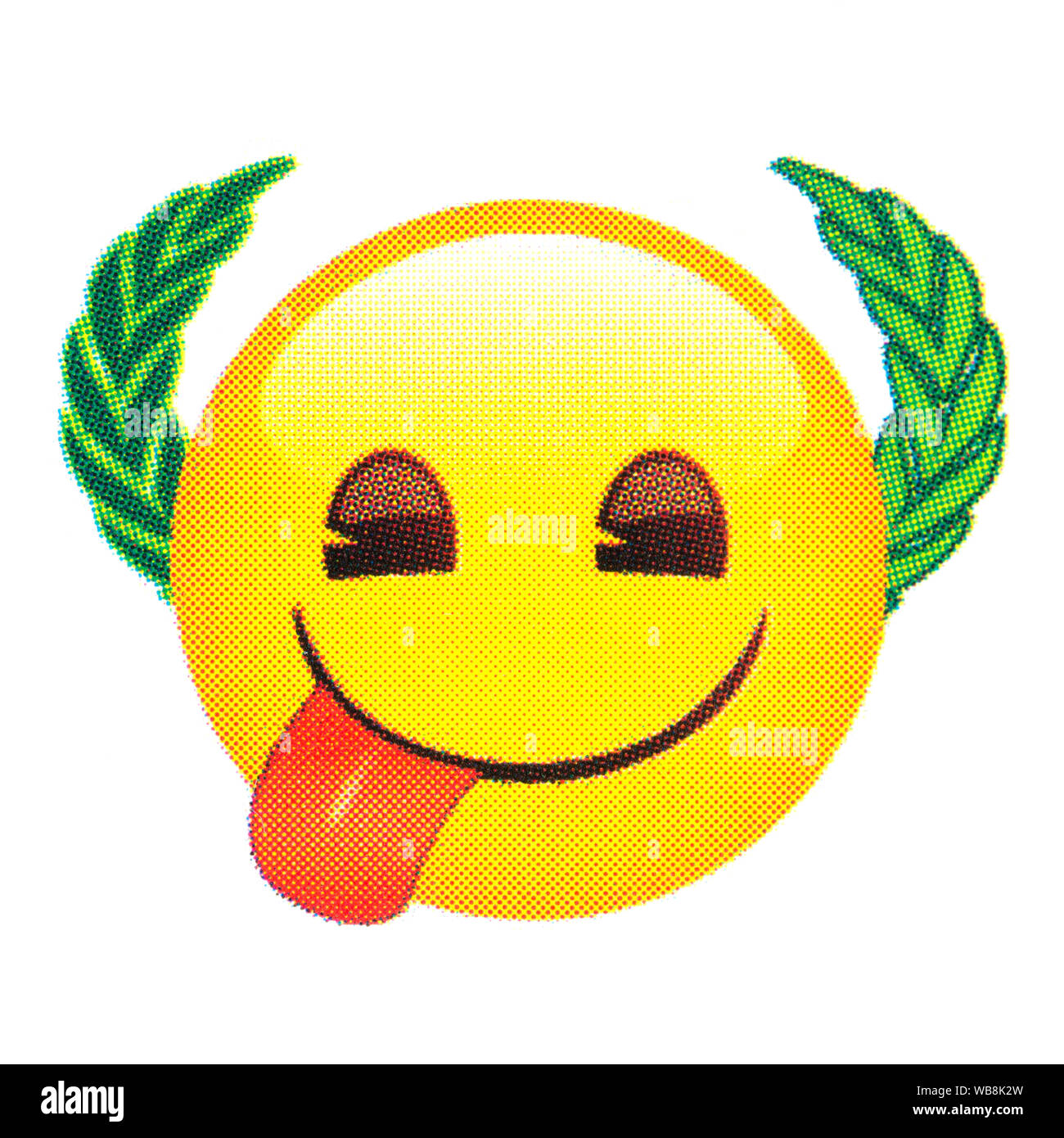 Happy tongue face with laurel emoticon Stock Photo