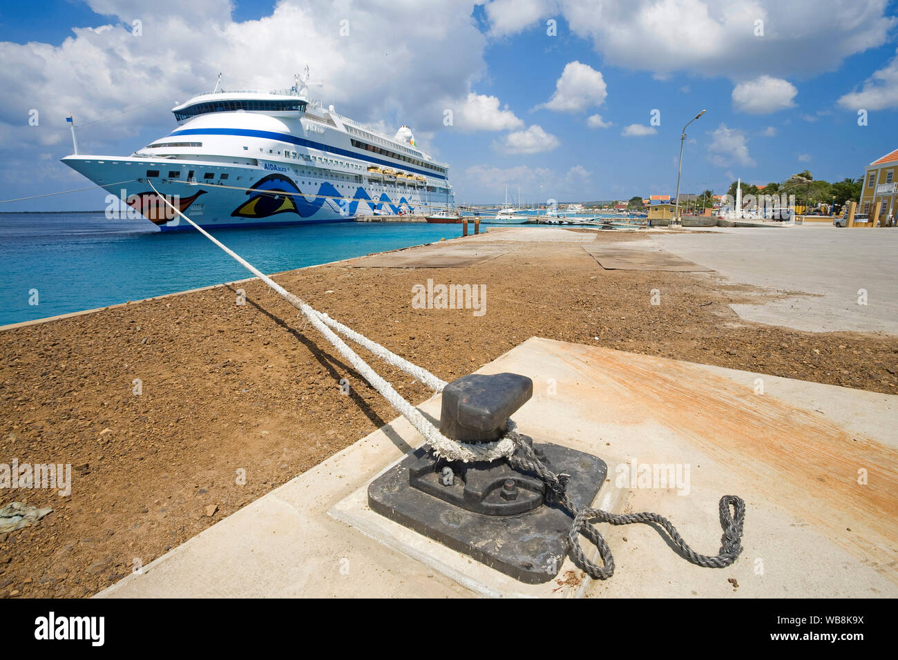 Cruising ship 'AIDA aura' at Kralendijk, Bonaire, Netherland Antilles Stock Photo