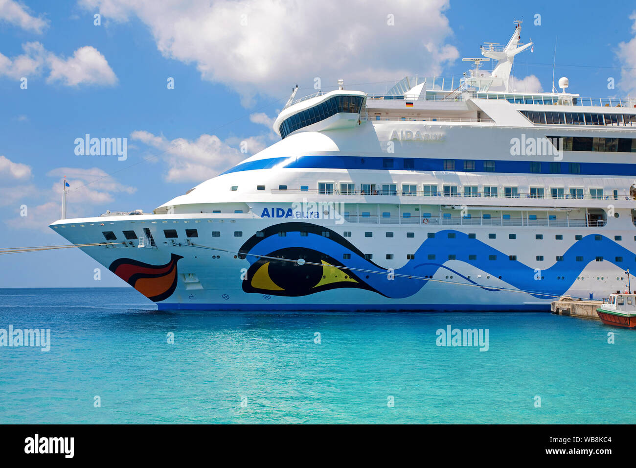 Cruising ship 'AIDA aura' at Kralendijk, Bonaire, Netherland Antilles Stock Photo