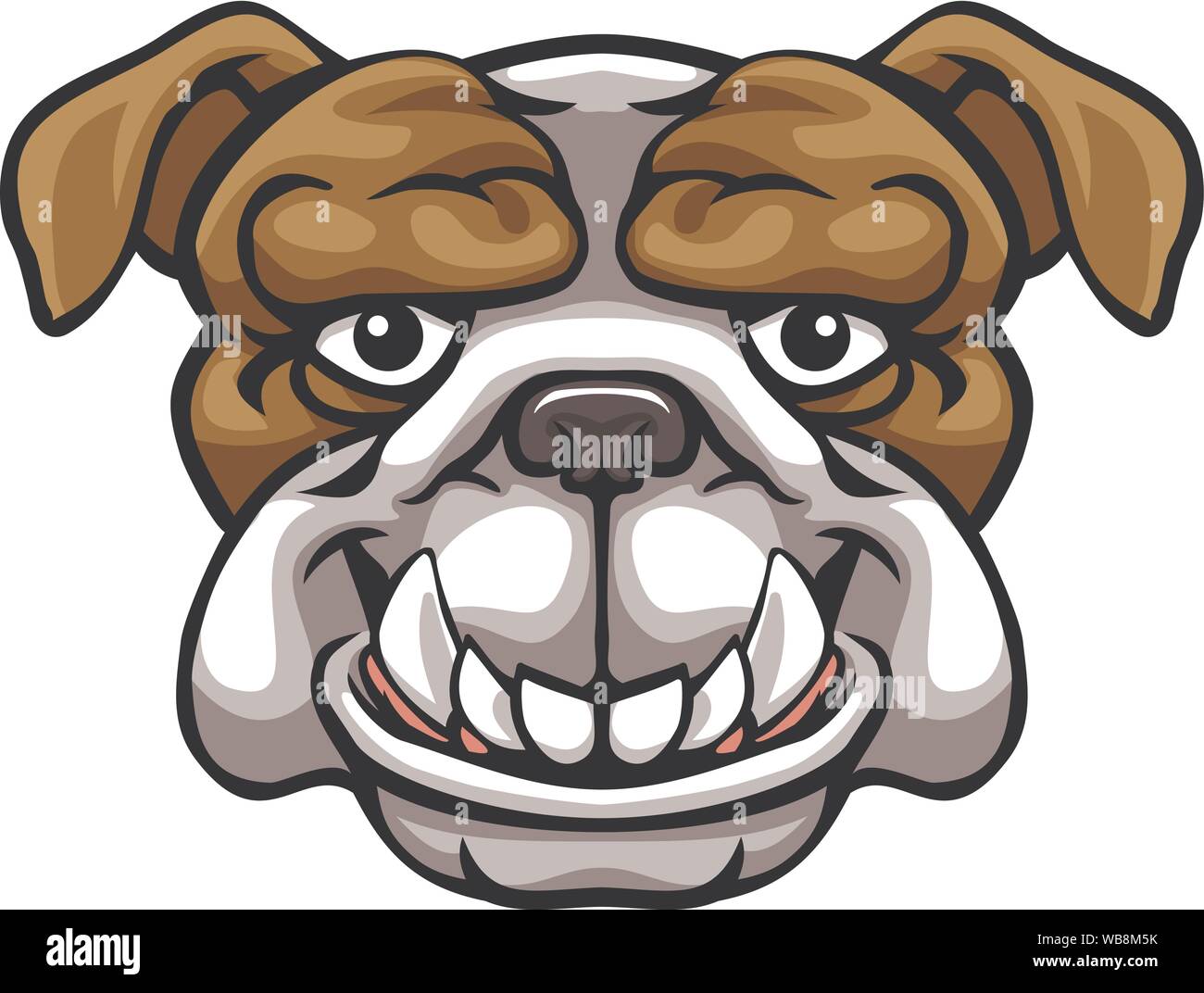 Bulldog Mascot Cute Happy Cartoon Character Stock Vector