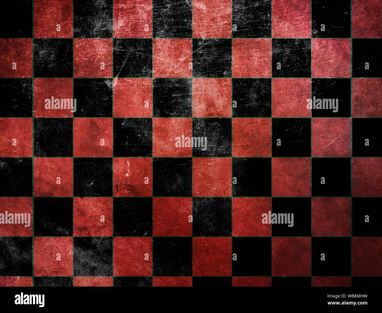 Illustration of grunge texture of red checkered board background Stock