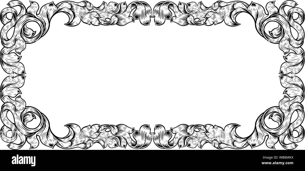 Filigree Heraldry Leaf Pattern Floral Border Frame Stock Vector