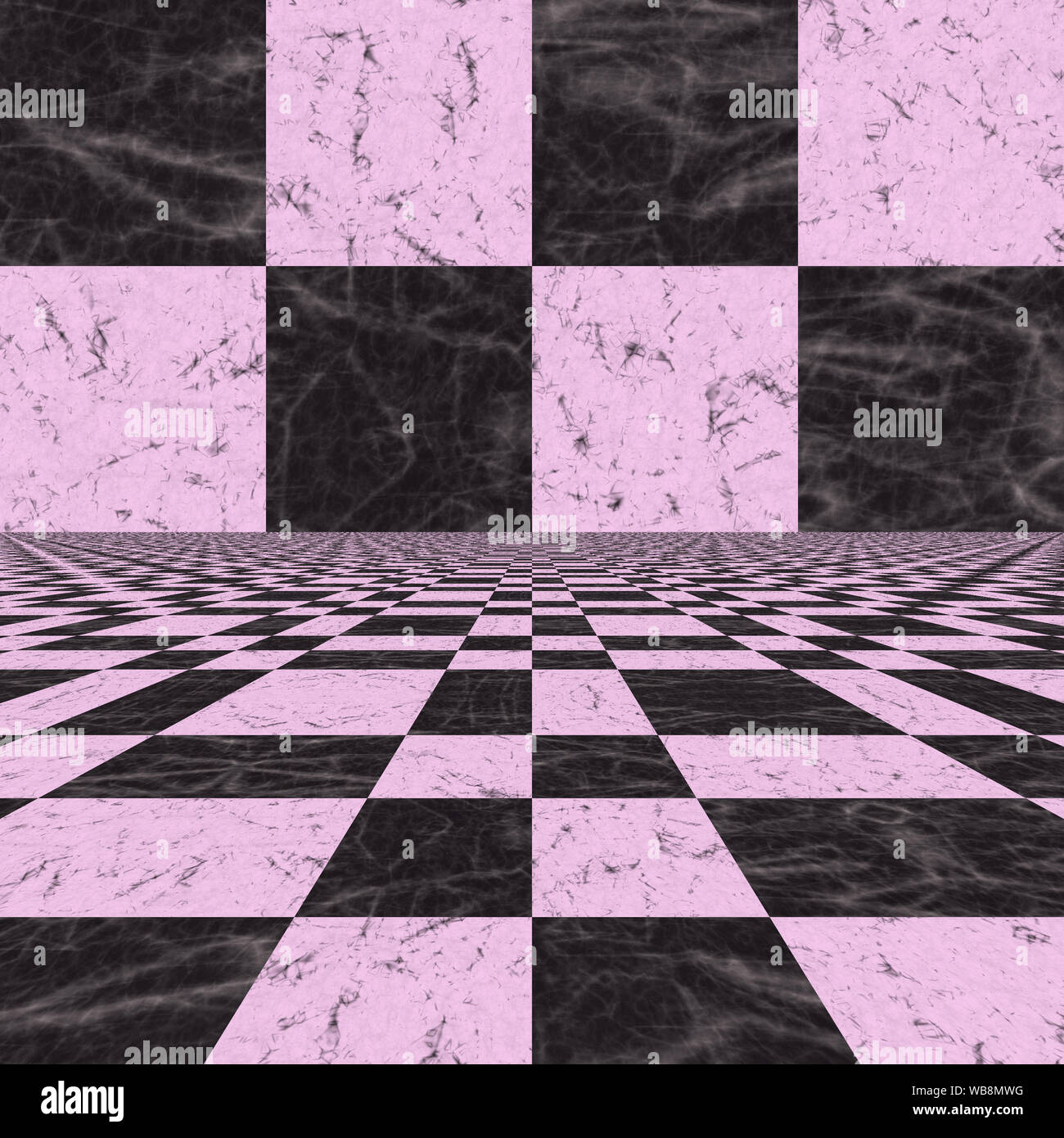 Abstract checkered background of lilac color with perspective effect ...