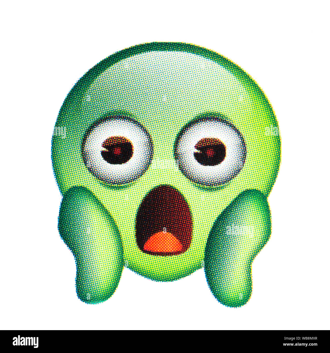 Emoticon face in horror. The frightened smiley screams in fear. Panic  emoticon. Emoji hair stood on end with fear. Vector illustration Stock  Vector Image & Art - Alamy