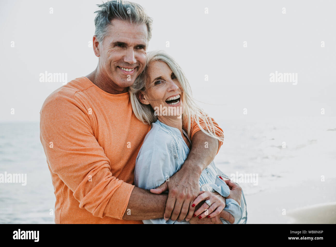 Happy senior couple spending time at the beach. Concepts about love,seniority and people Stock Photo