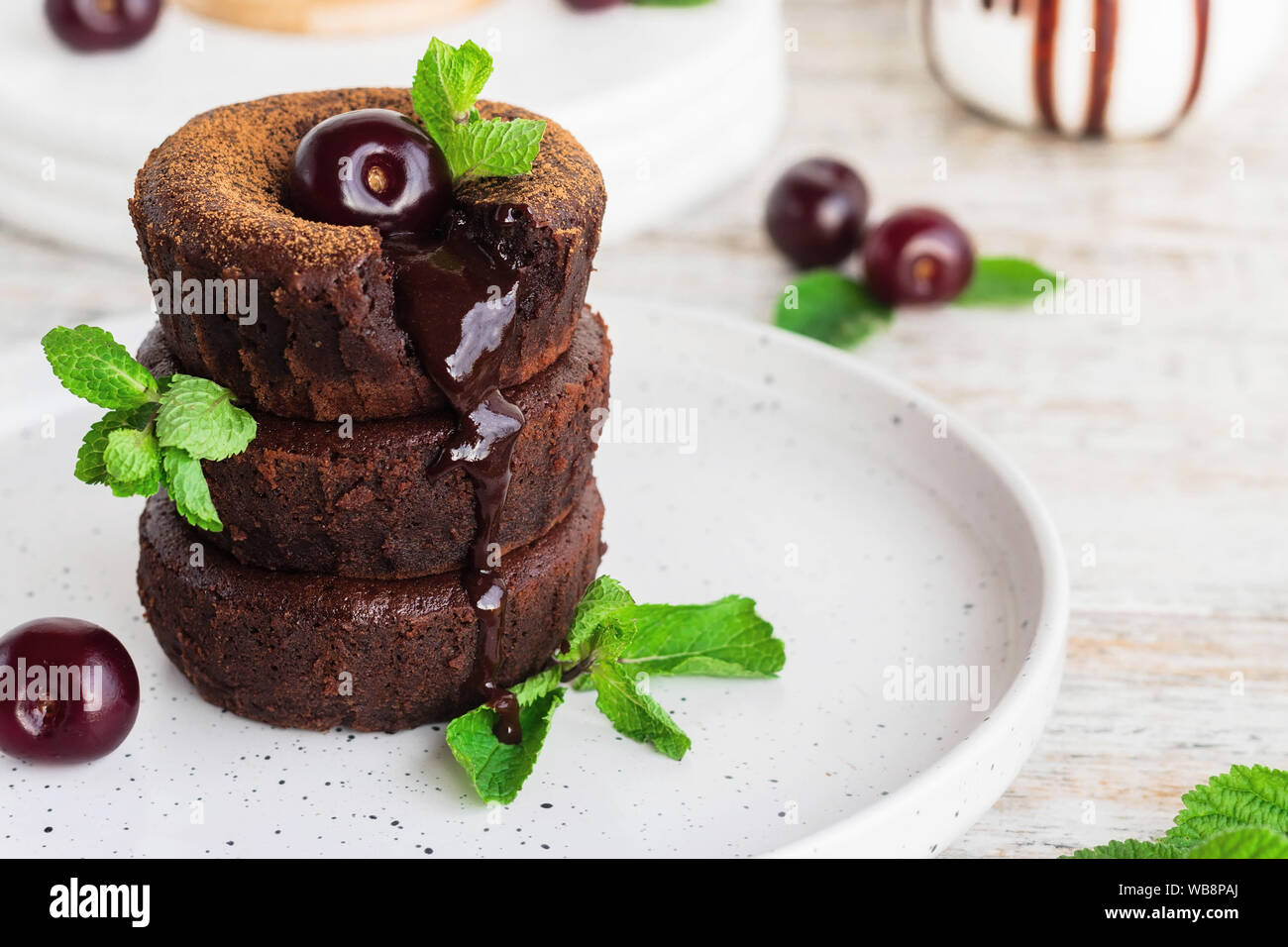 Chocolate fondant a traditional french chocolate cake with liquid