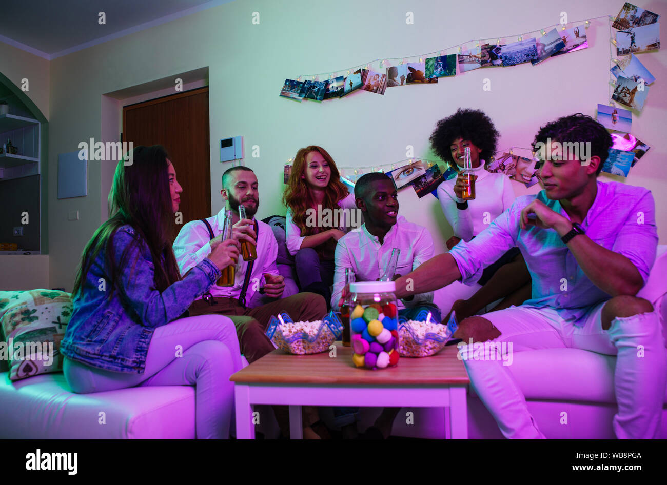 A group of young people celebrating and making party at home Stock Photo Alamy