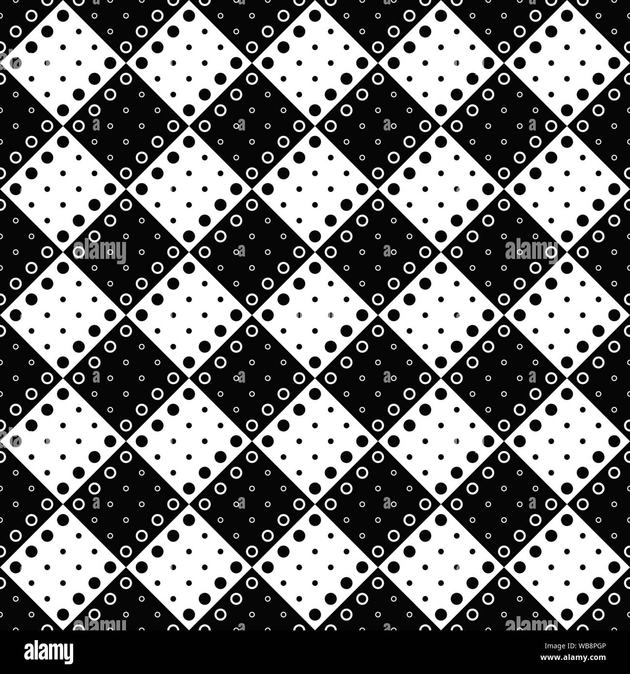 Circle pattern background - black white vector graphic from dots and circles Stock Vector