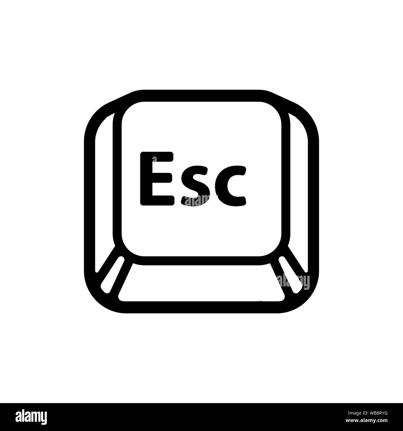 Esc (Escape) key icon. Keyboard button symbol, black and white outline drawing. Isolated vector illustration. Stock Vector