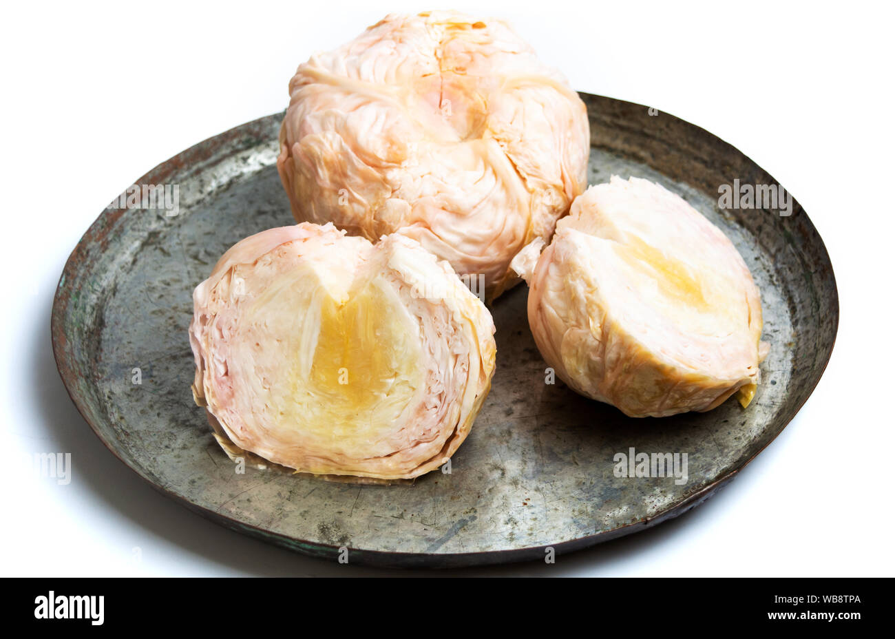 Sliced sour cabbage isolated on white background Stock Photo