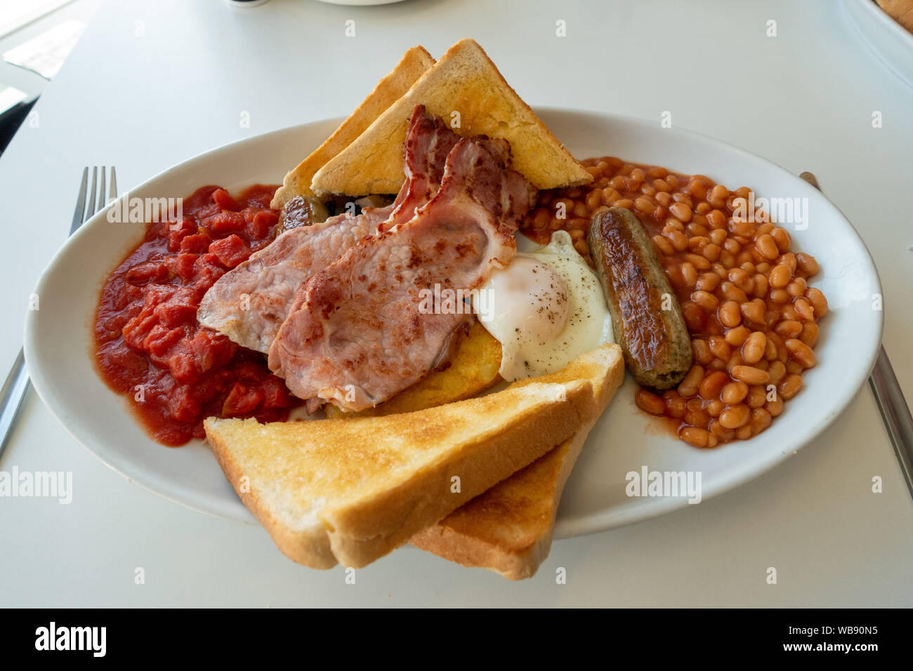 Closeup of a full English Breakfast on a plate Stock Photo Alamy