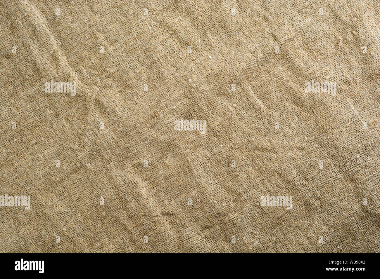 Linen canvas texture background close up. Flat lay. Stock Photo