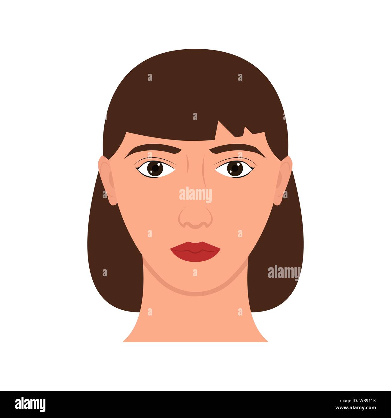 Girl head avatar flat icon, woman vector illustration isolated on white