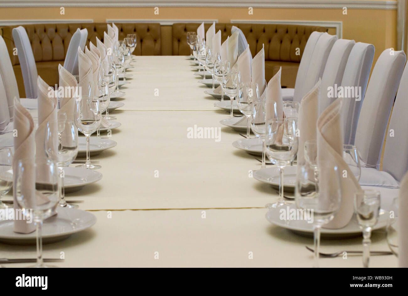 NIZHNY NOVGOROD, RUSSIA October 30, 2016: Banquet table in the restaurant. Nizhny Novgorod. Stock Photo