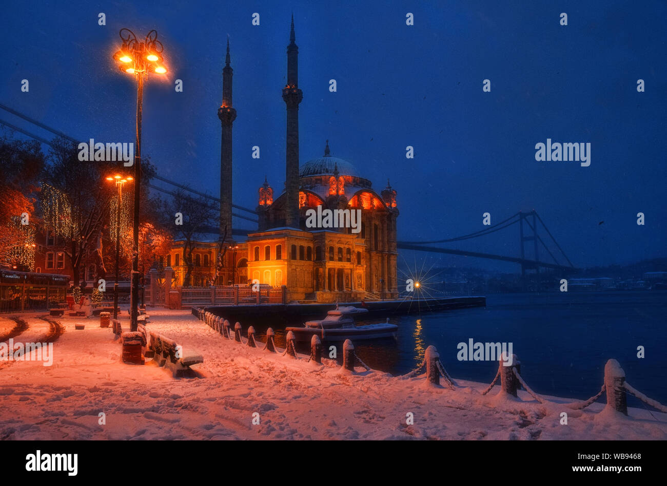 Snow landscape from Ortakoy Istanbul Stock Photo