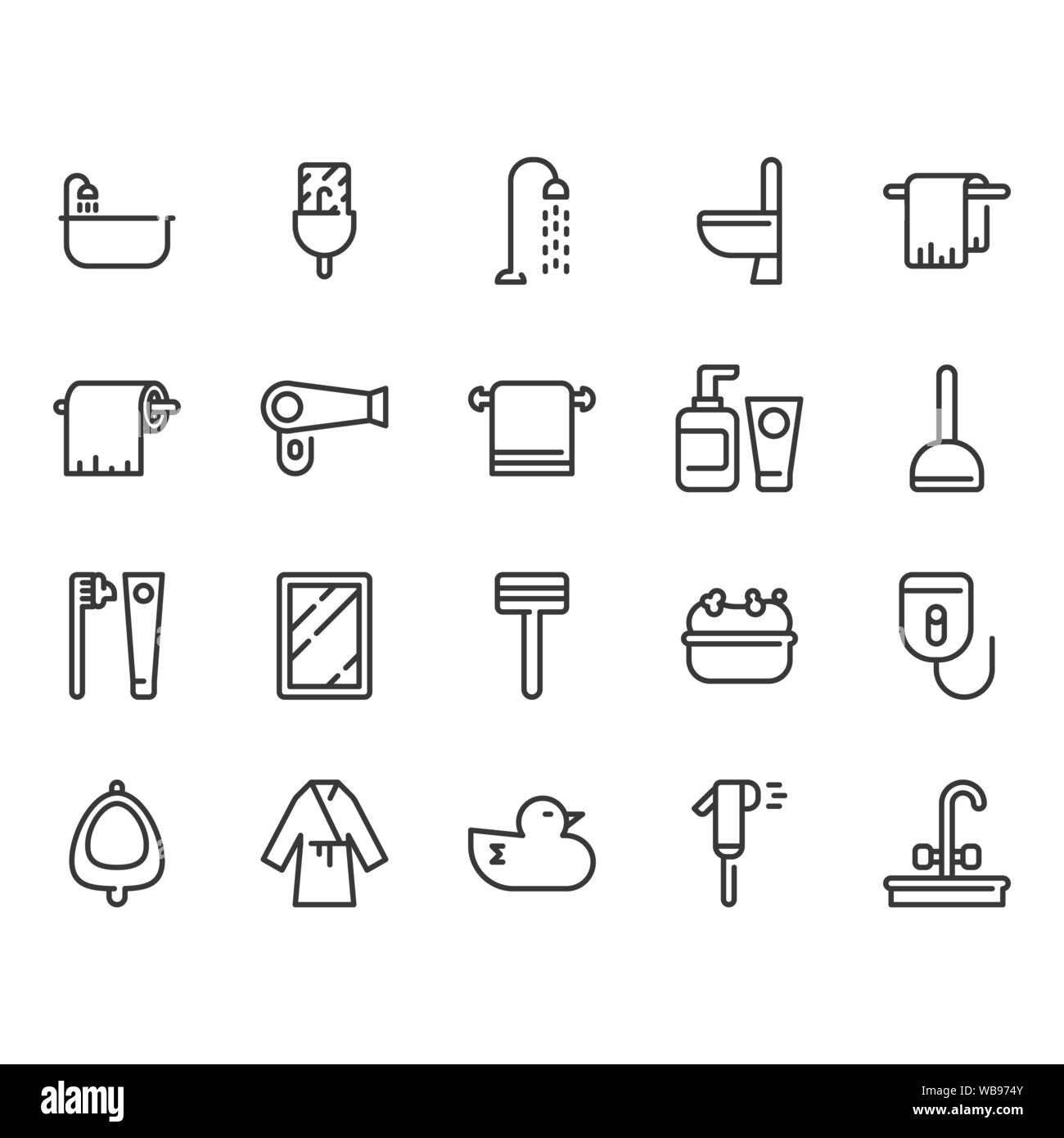 Bathroom related icon set. Vector illustration Stock Vector Image & Art ...