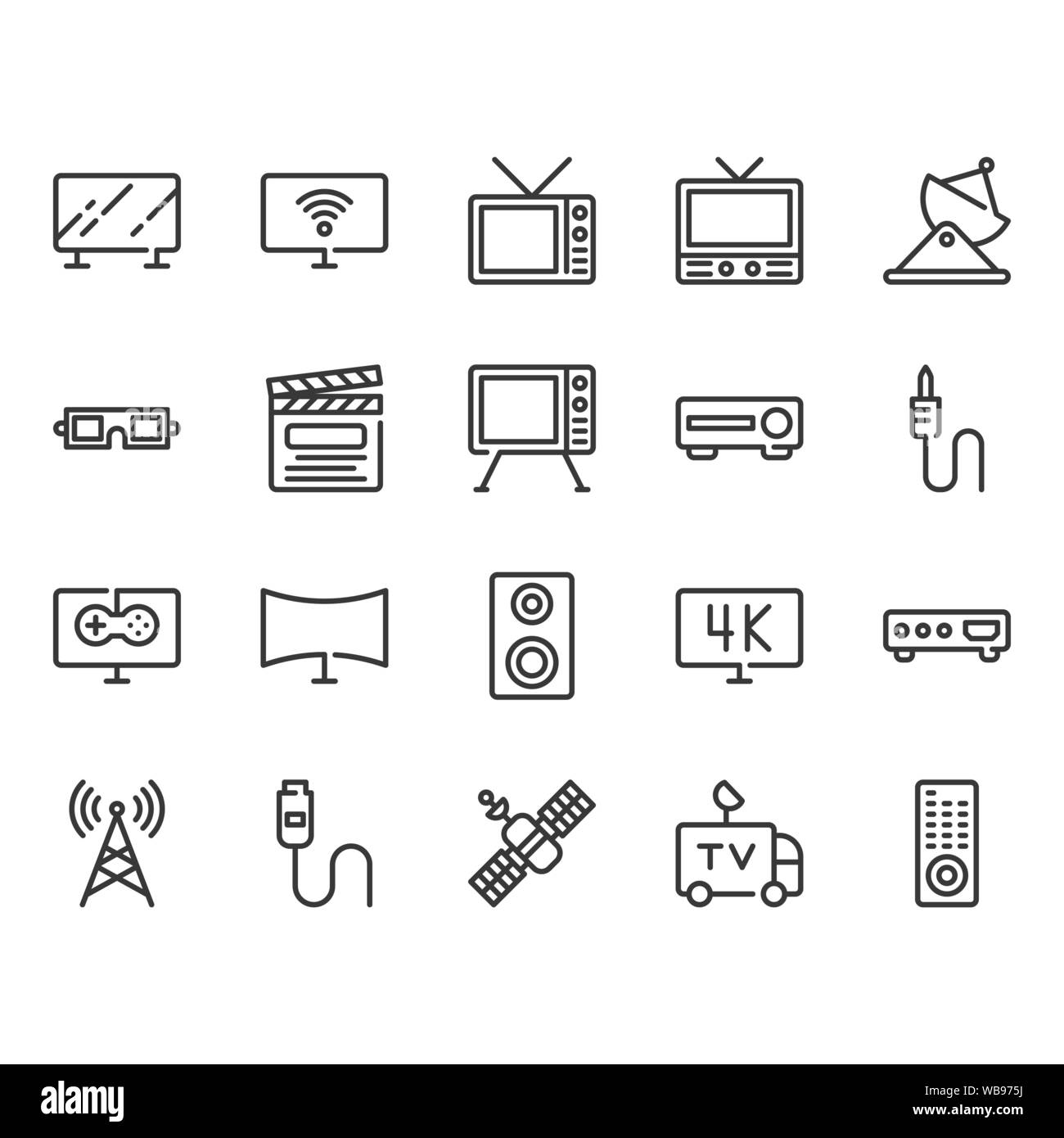Television related icon set. Vector illustration Stock Vector