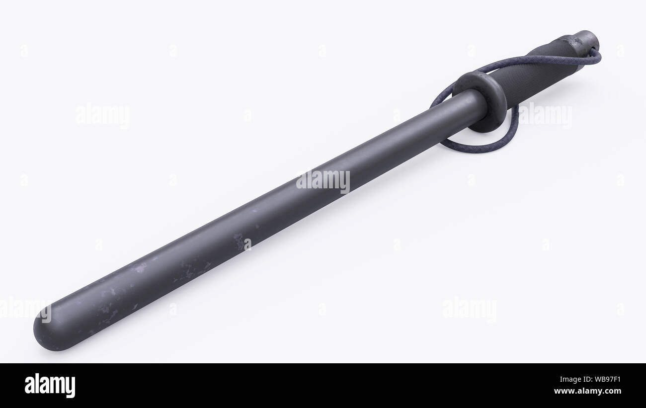 A police baton isolated on a white background.  - 3D Illustration Stock Photo